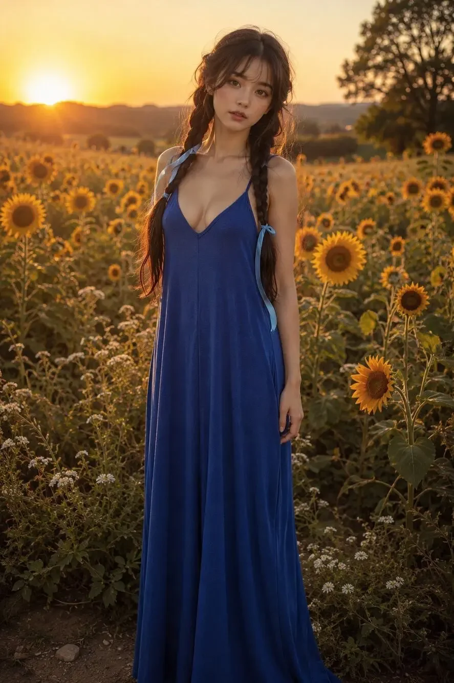 Sapphire Skies & Quiet Meadow Wanderings 🌾 drapey soft pocketed maxi dress
